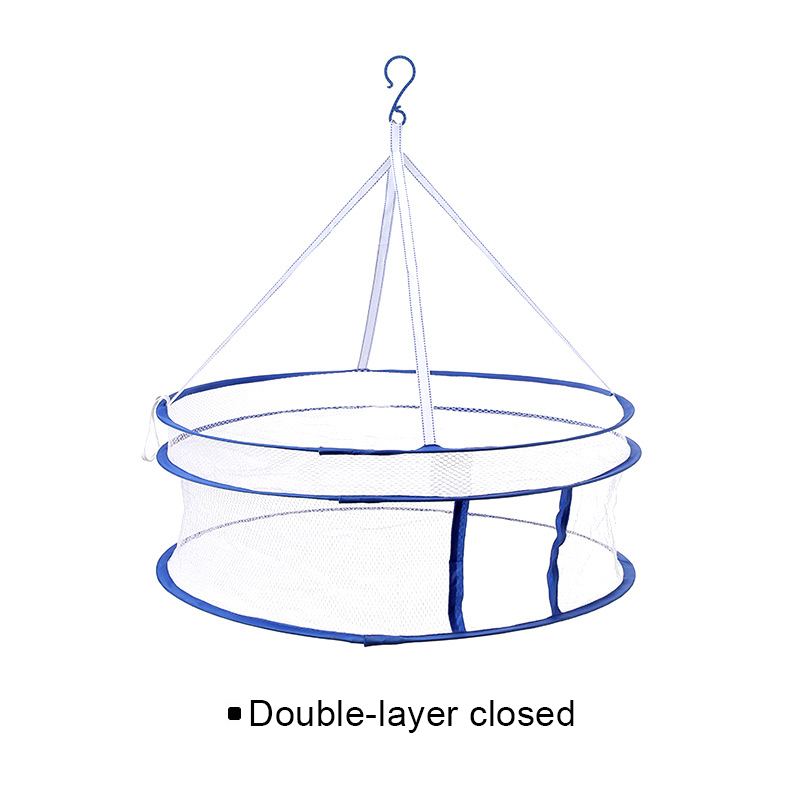 Portable Foldable Drying Rack Hook Drying Rack Hanging Clothes Laundry Basket Dryer Net Double-layer Wash Drying Clothes Basket: 2