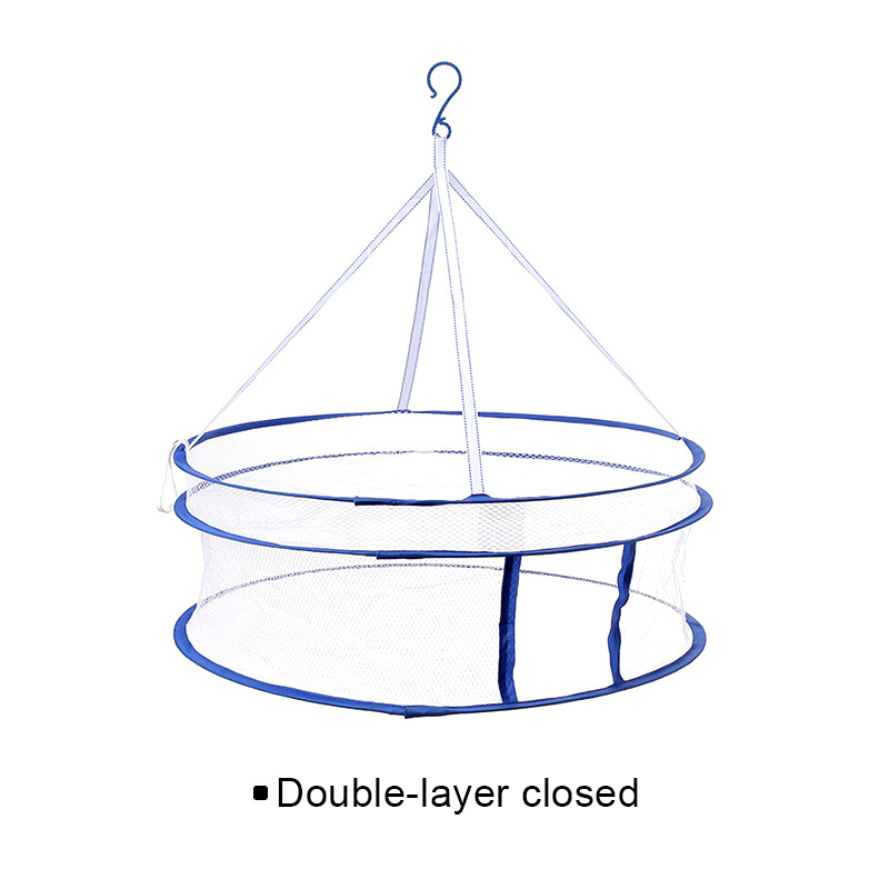 Portable Foldable Drying Rack Hook Drying Rack Hanging Clothes Laundry Basket Dryer Net Double-layer Wash Drying Clothes Basket: 2