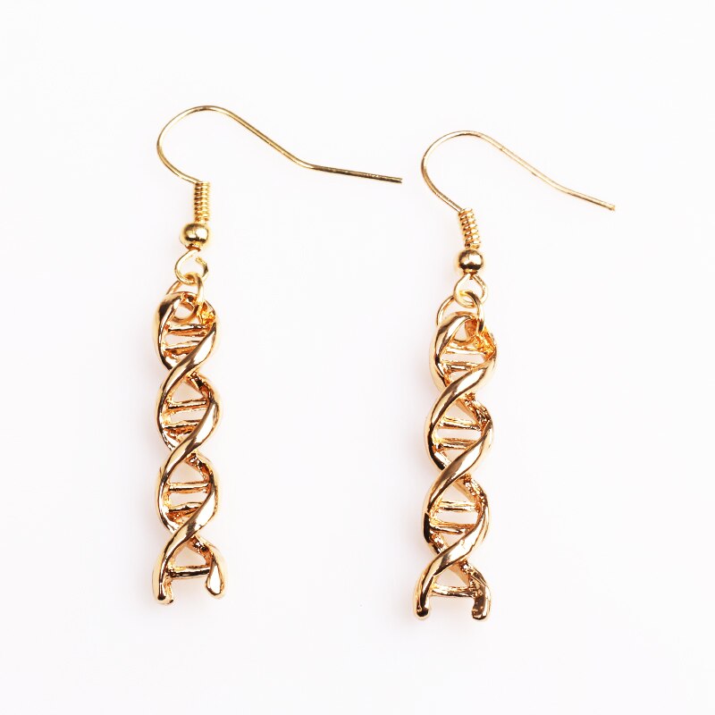 Dna Dubbele Helix Oorbellen Goud Mode Eenvoudige Dna Hanger Oorbellen Glamour Vrouwen Sieraden Accessoires Cadeau