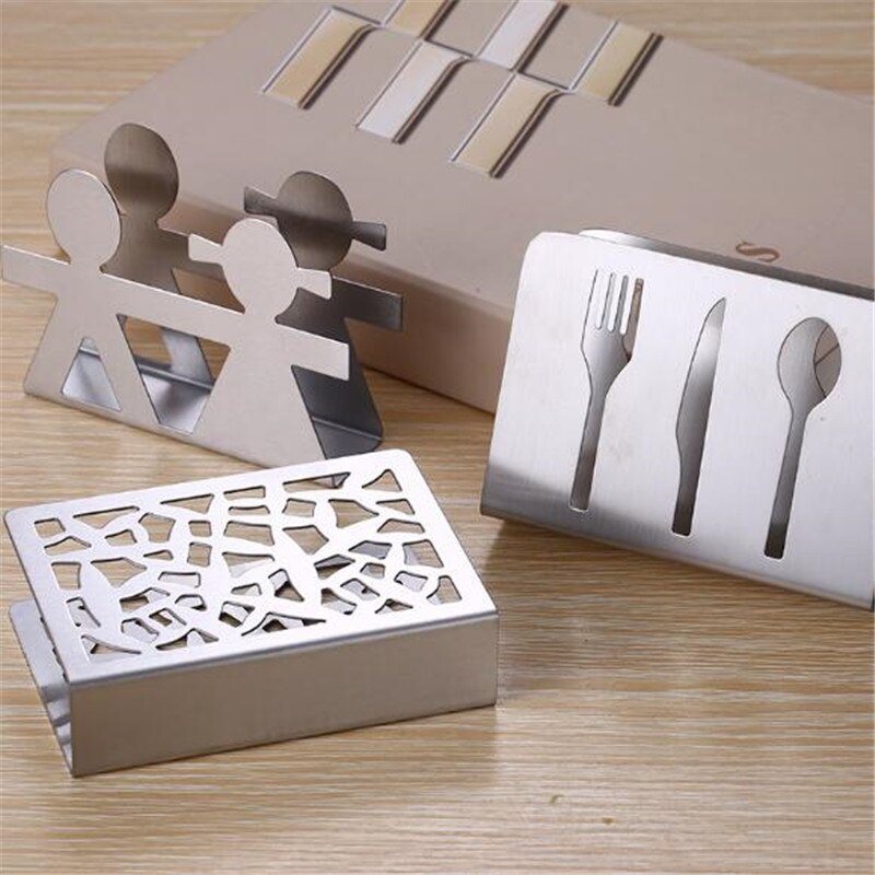 Clip Vertical para servilletas, de acero inoxidable, estante para servilletas, porta pañuelos, cubiertos, Floral, hueco, decoración de mesa, caja de pañuelos