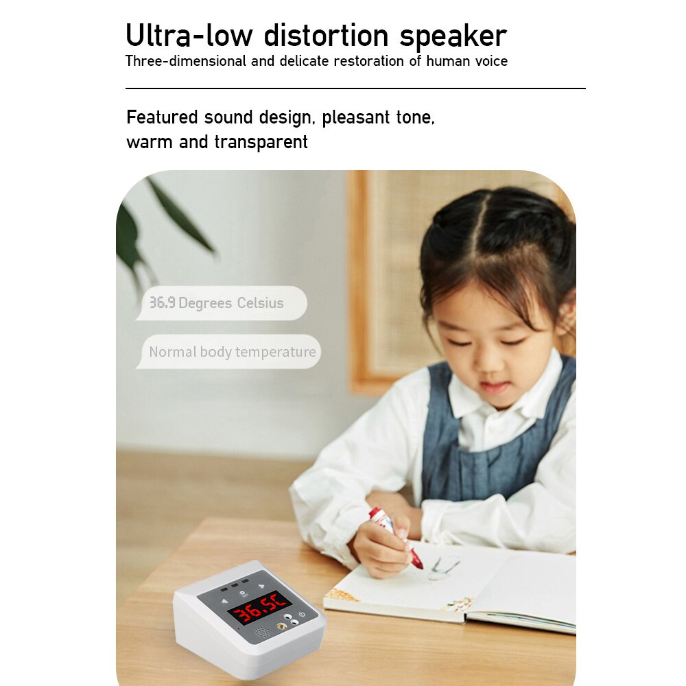 2-In-1 Automatische Digitale Thermometer Non-Contact Infrarood Temperatuur Meting + Time Display Desktop Mini Thermometer