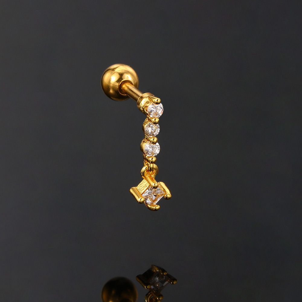 1pc catena corta piercing tutto'orecchio elica lobo orecchini con perno per le donne intarsiato zirconi da ragazzina Daith Trago accessori per l'orecchio gioielli ins: Argento placcato