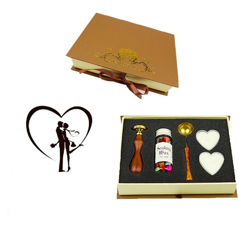 Par valentinsdag vintage bryllup invitation voks segl forsegling stempel sticks ske boks sæt sæt: 1 gaveæske