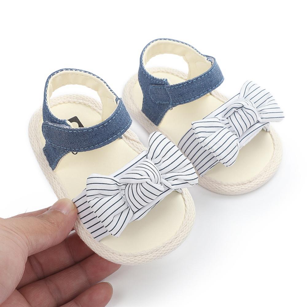 Zomer Baby Meisje Gestreepte Boog Prinses Schoenen Sandalen Baby Meisje Anti-Slip Sandalen Baby Peuter Schoenen Pasgeboren Eerste walker