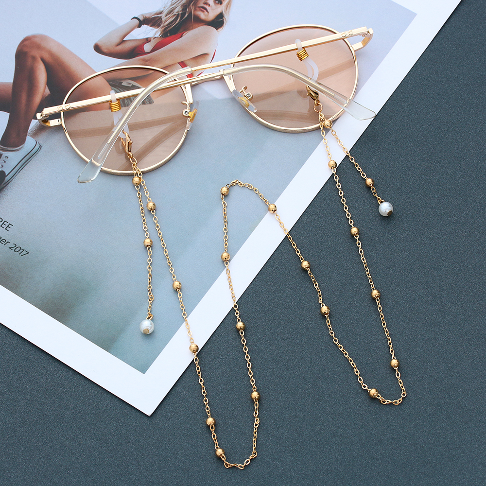 Soporte antideslizante para gafas de sol, cadena de lente de Metal, collar con perlas y estrellas, accesorios para gafas