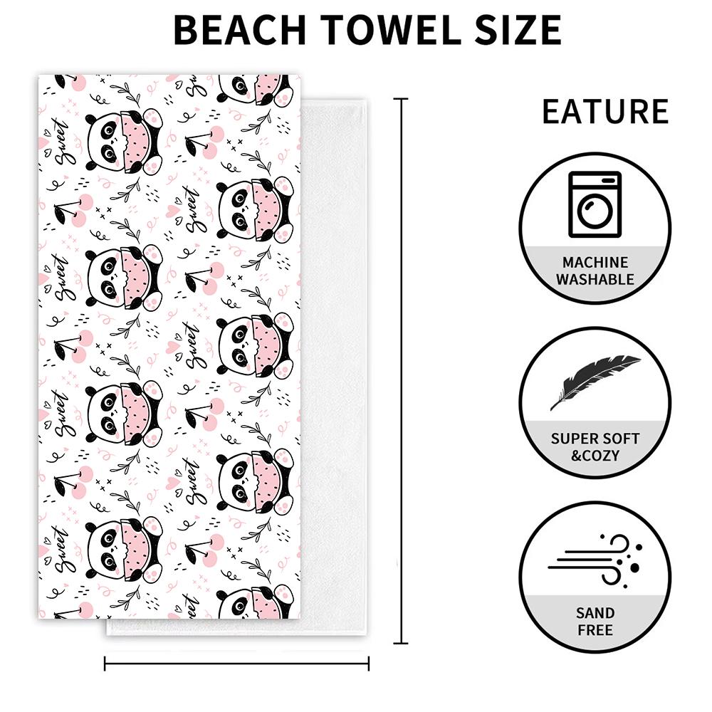 Panda syö vesimelonia söpö kuvio rantapyyhe nopeasti kuivuva pyyhe matkapyyhe urheilupyyhe rantapyyhe hiekkaa kestävä pehmeä kevyt pyyhe: Xs