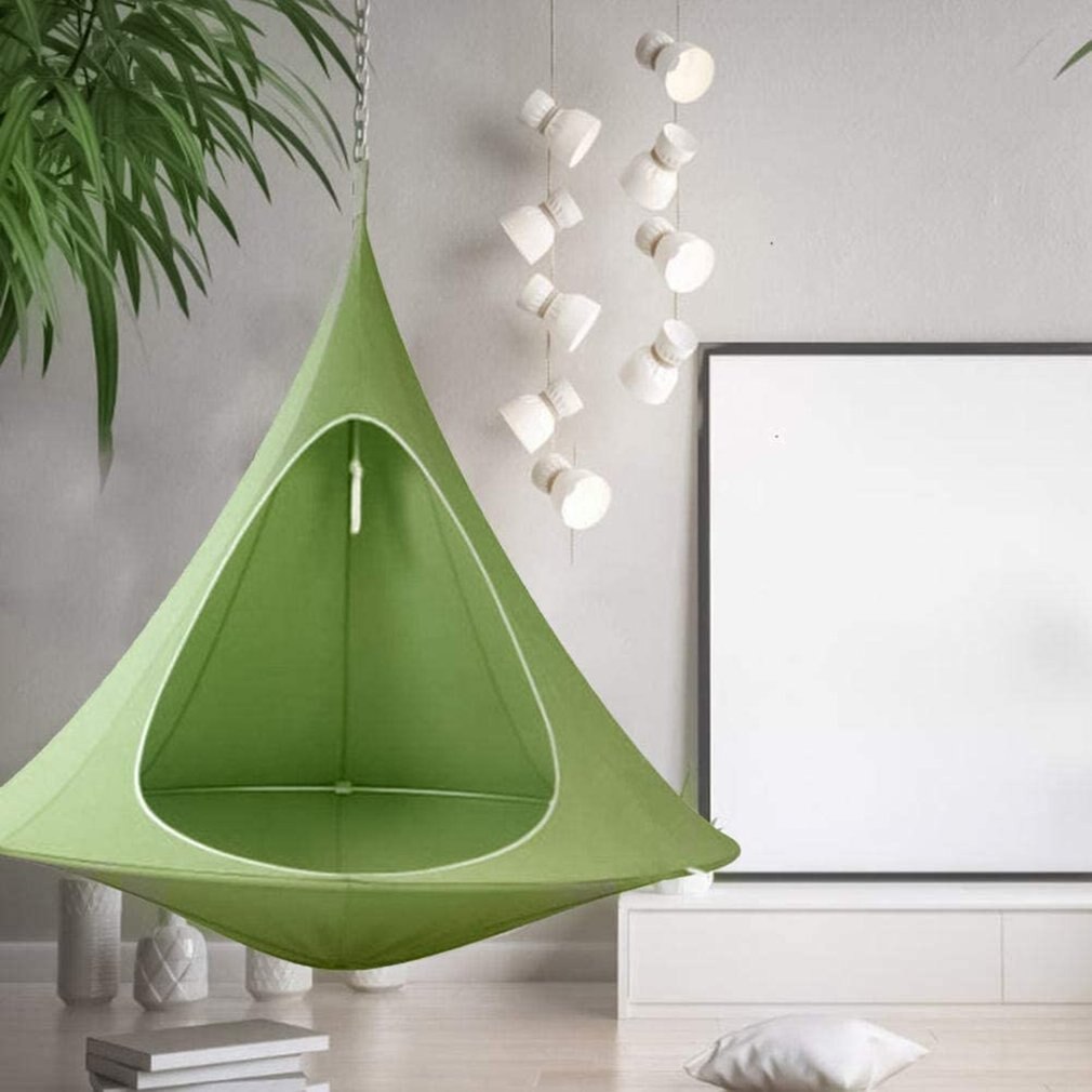 Bærbar hængekøje udendørs flyvende tallerken letvægts bærbar nylon hængekøje til rygsæk sportshjem camping camping essentials: Grøn