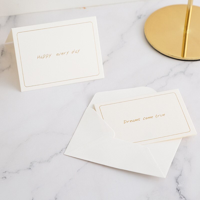 10pcs Handwriting White Simple Party Foldable Greeting Card Thank you Best Whises For You Leave a Message Letter Paper Cards