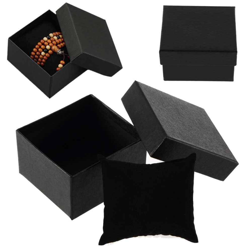 Svart smykke ur boks skum pute pute veske se smykker oppbevaringsboks slitesterk armbånd armbånd boks