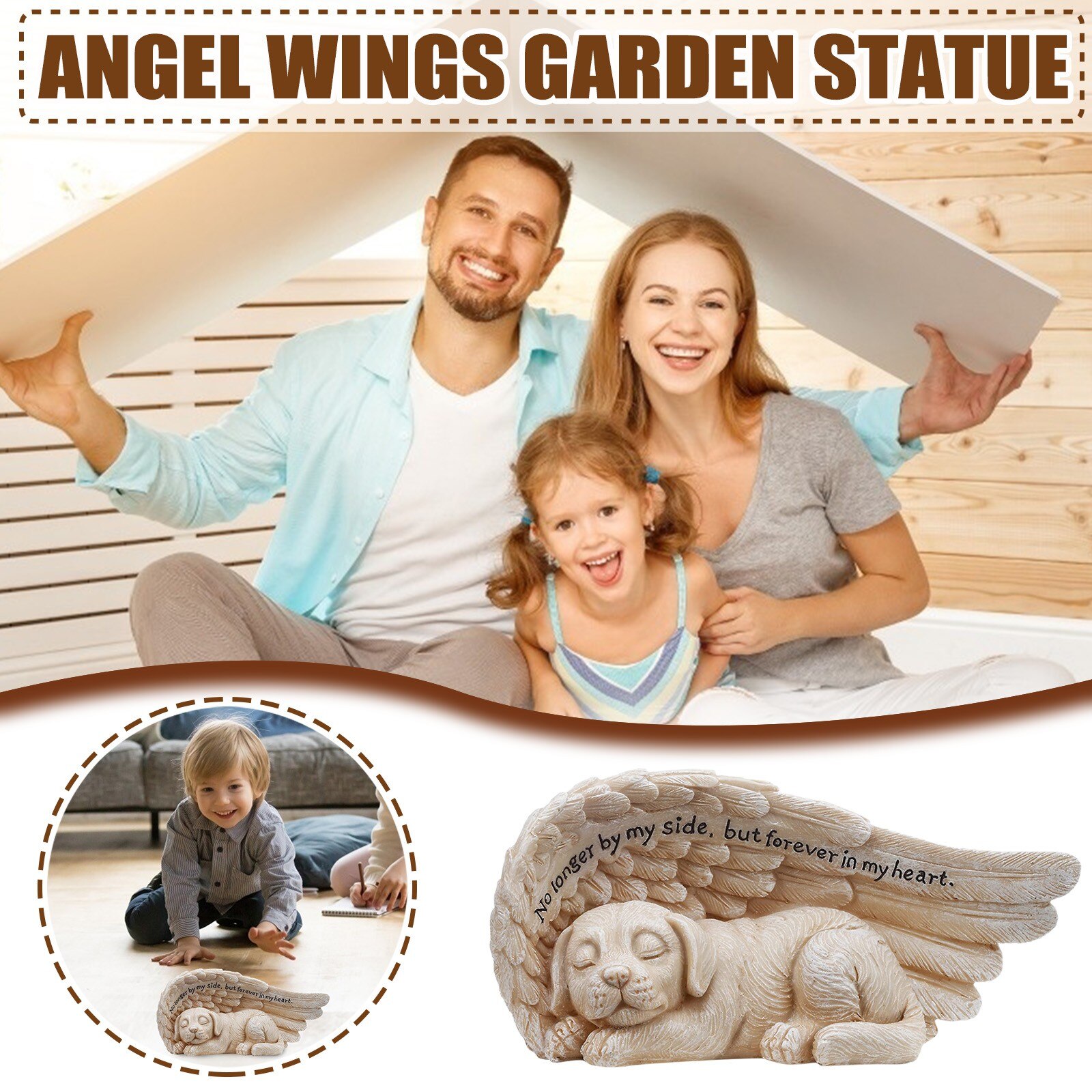 Dog Angel Wings Garden Statue Resin Love Lettering... – Grandado