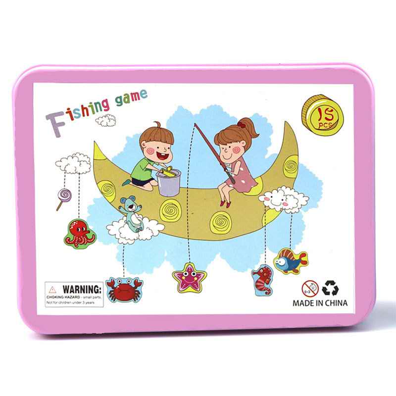 Kinderen Baby Educatief Speelgoed Ijzeren Doos Vissen Houten Spel Set Speelgoed Cognitie Magnetische Speelgoed Set Kinderen: Roze