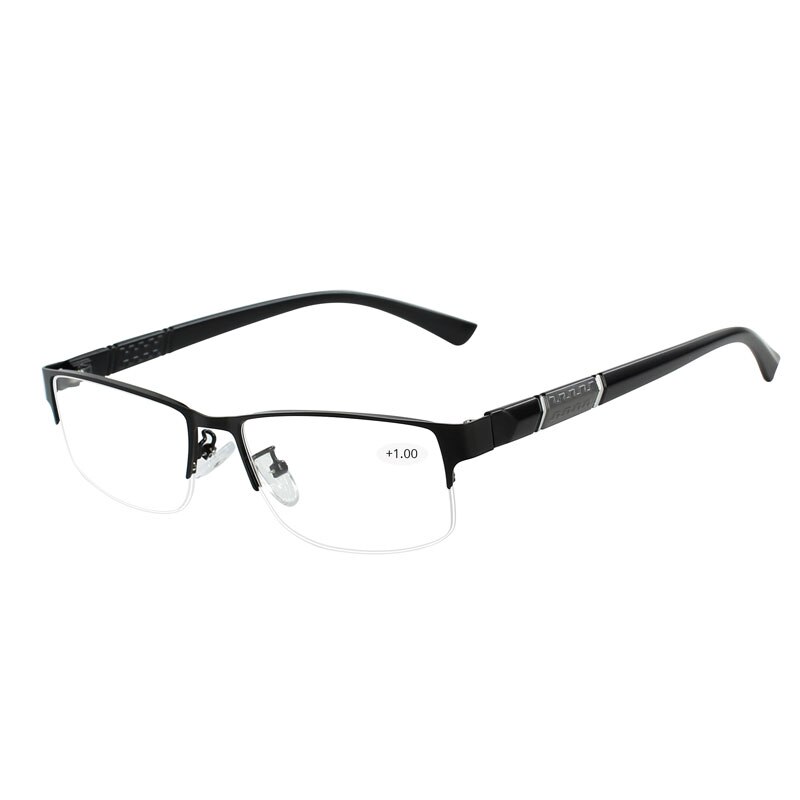Rvs Leesbril met Dioptrie mannen Bril Gafas de Lectura Verziend Brilmonturen voor Vrouwen Mannen + 1 1.5: 2.50 / Black