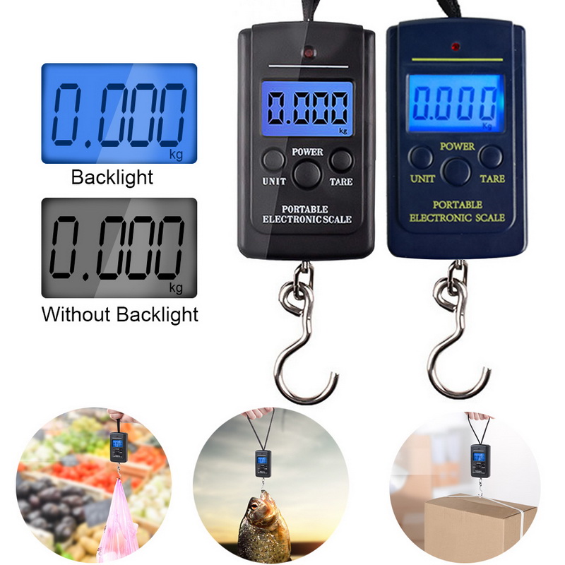 Junejour mini-bagagekrogvægt elektronisk vægt vægtbalance lcd-baggrundslys bærbar 100g/40kg digital hængevægt 1pc