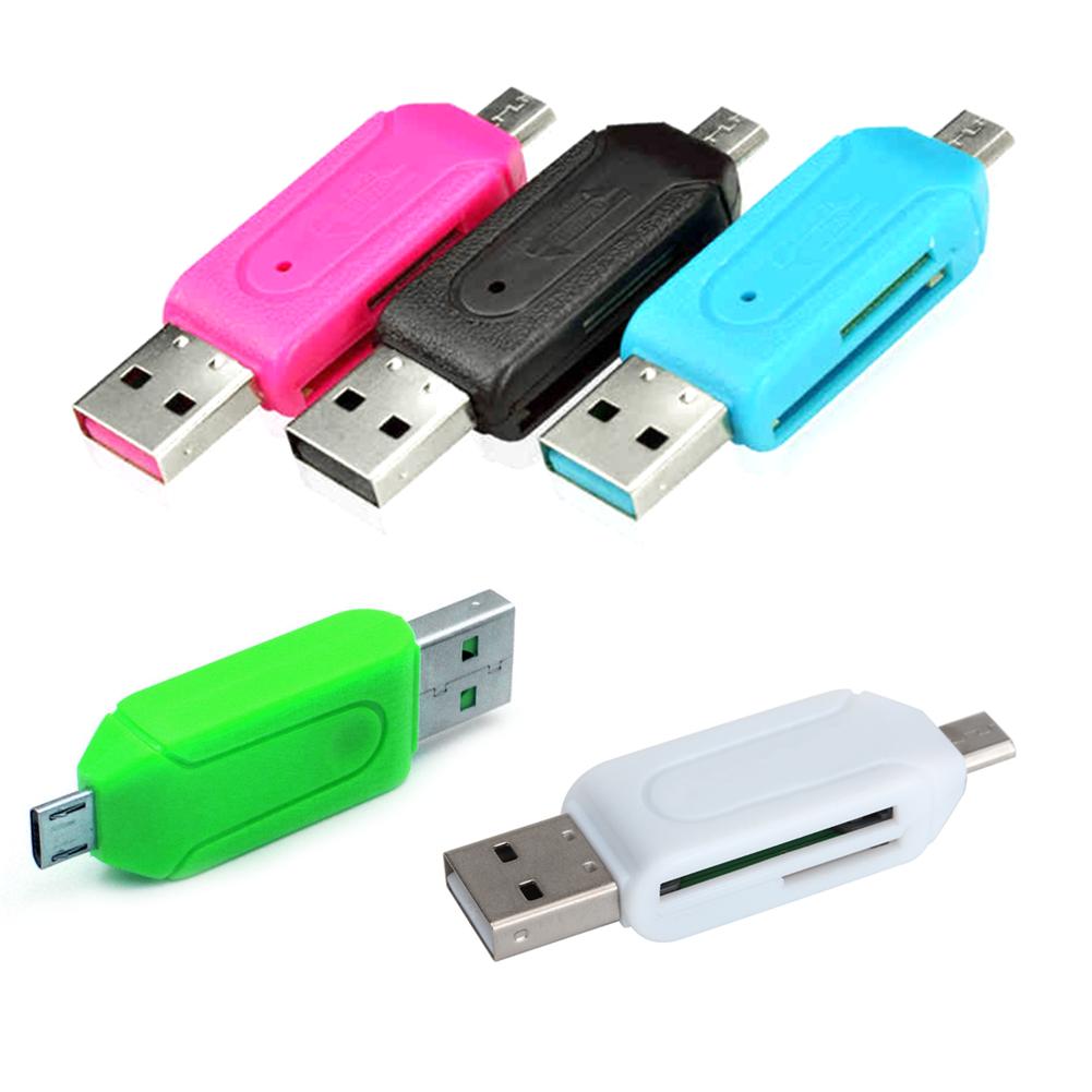 1pc 2 in 1 USB 2.0 OTG Memory Card Reader Adapter Universal Micro USB TF SD Card Reader for PC Phone Computer Laptop