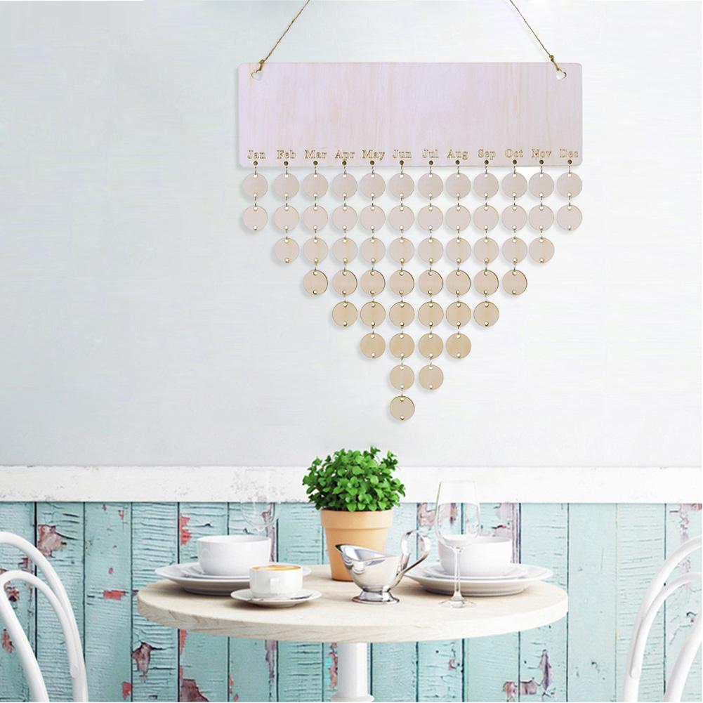 DIY Wooden Family Friends Date Mark Sign Hanging Blank Calendar Board Decor