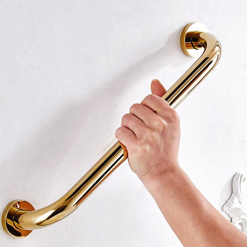 Luxe Douche Badkamer Accessoires Set, Handdoek Ring, Papier Houder, Kapstok, Wc Borstel, gepolijst Gold, Bad Hardware: 45cm Shower Grab Bar