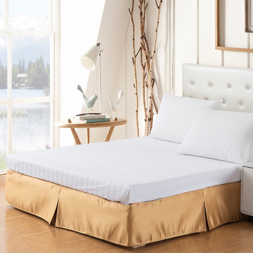Luksus almindeligt farvet poly polyester platform base valance ark seng nederdel forklæde (fuld, dronning, king size valg)