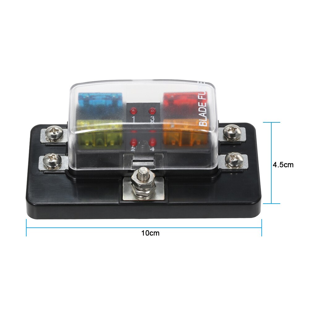 Blade Fuse Box DC 12V 24V 4 Way with LED Indicator Block for Car Boat Marine Caravan Circuit Standard ATO Send Fuses