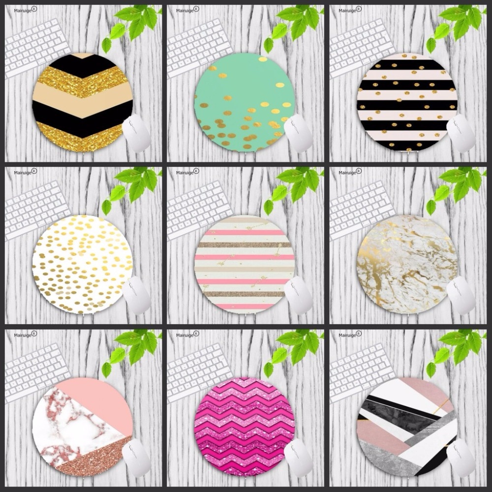 XGZ Top Modern Faux Gold Glitter Marble Mousepads Gamer Gaming Mouse Pads Round Mousepad Small Rubber 20X20CM Mouse Mat