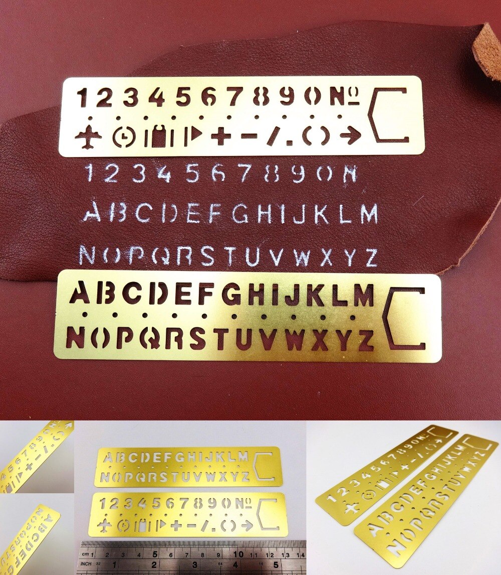 8pc Draw Graffiti Hollow Letter Digital Number Web UI/IOS Template Stencil Ruler Tool Leather Craft Sewing Stitch Carving Tool