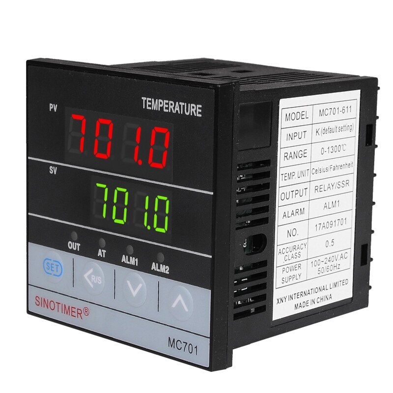 Temperature Controller Universal Input PT100 K Thermocouple Digital PID SSR Relay Output for Heat Cool with Alarm Fahrenheit: MC701