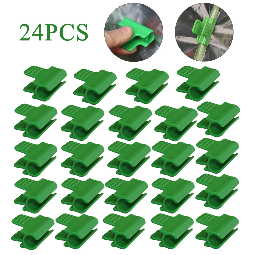 24Pcs Plastic Pipe Clamps For Greenhouse Frame Pipe Film Sunshade Net Vegetable Fruit Cover Insect Net Fixing Clamp Clip