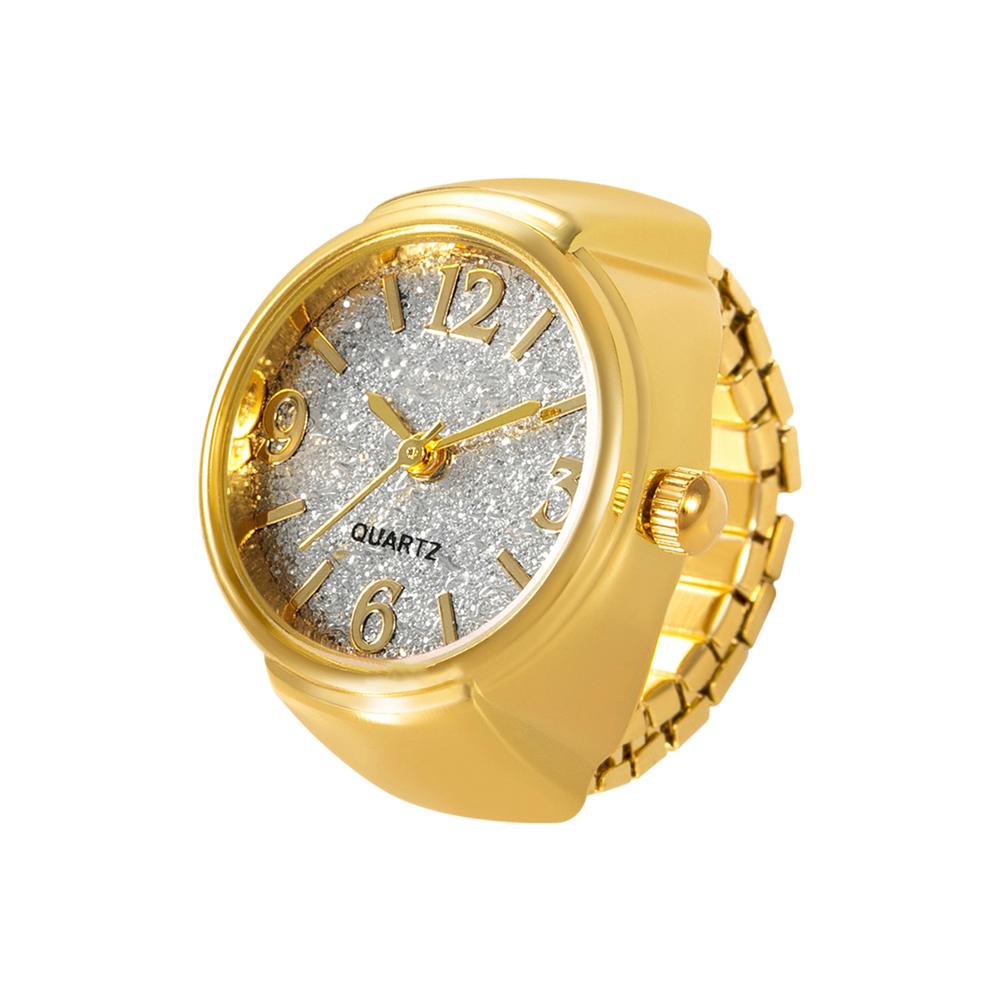 Damen-Ringuhr, verschiedene grafische Zifferblätter, Quarz-Analoguhr, kreatives Edelstahlarmband, coole Quarz-Fingerringuhr: Rot