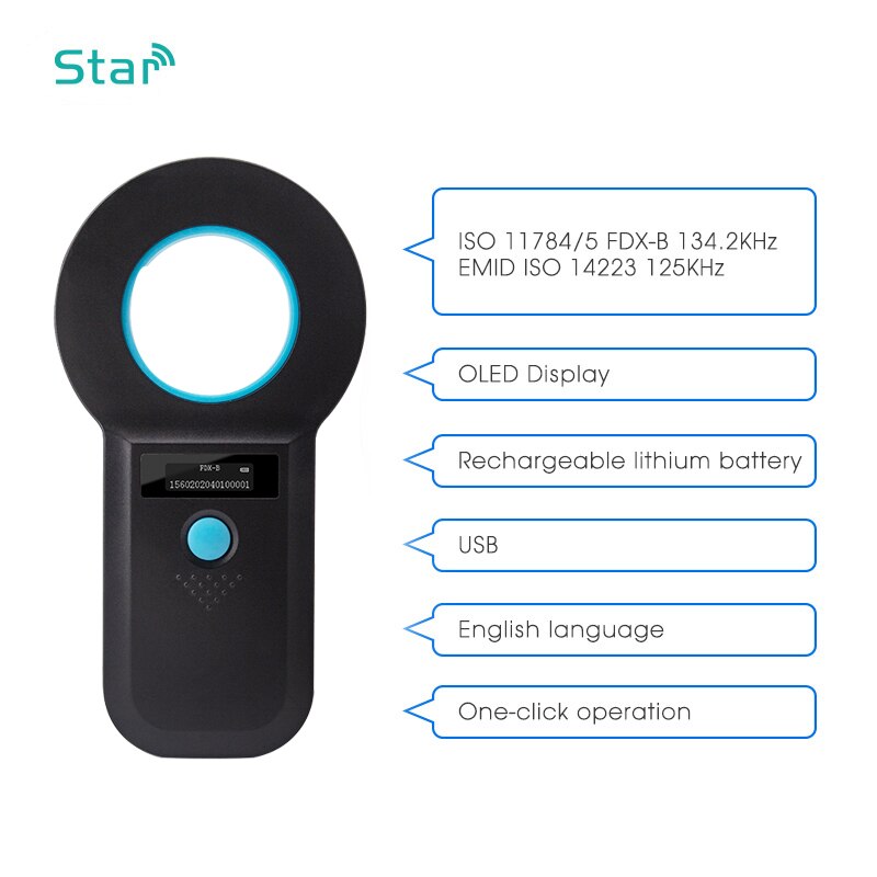 Usb Oplaadbare Microchip Handheld Reader Pet Id Reader Dier Chip Digitale Scanner Algemene Toepassing Voor Kat Hond Schildpad