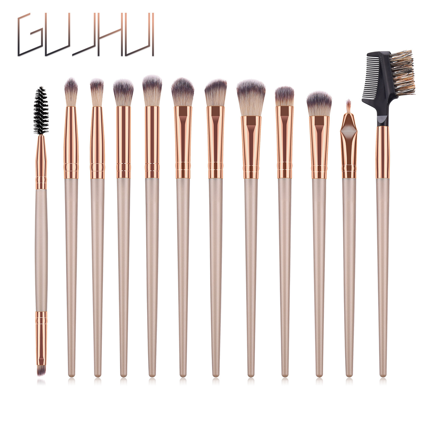 12 Pcs/set Eye Makeup Brush Face Eye Shadow Eyeliner Eyebrow Nylon Fiber Brush Fan-Shaped Brush Cosmetics Tool: 01