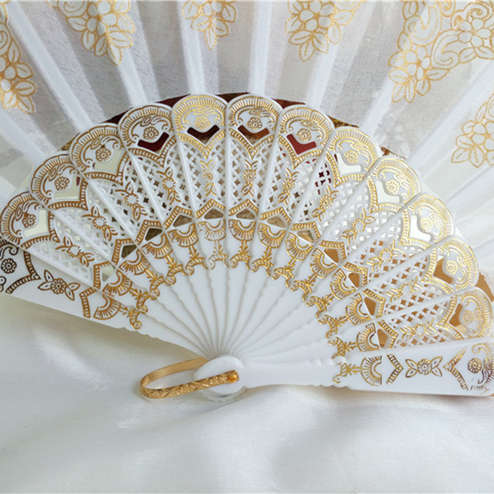 Spanish Style Dance Party Fan Wedding Silk Lace Fan Folding Held Flower Fan Lady Wedding Folding Hand Fan