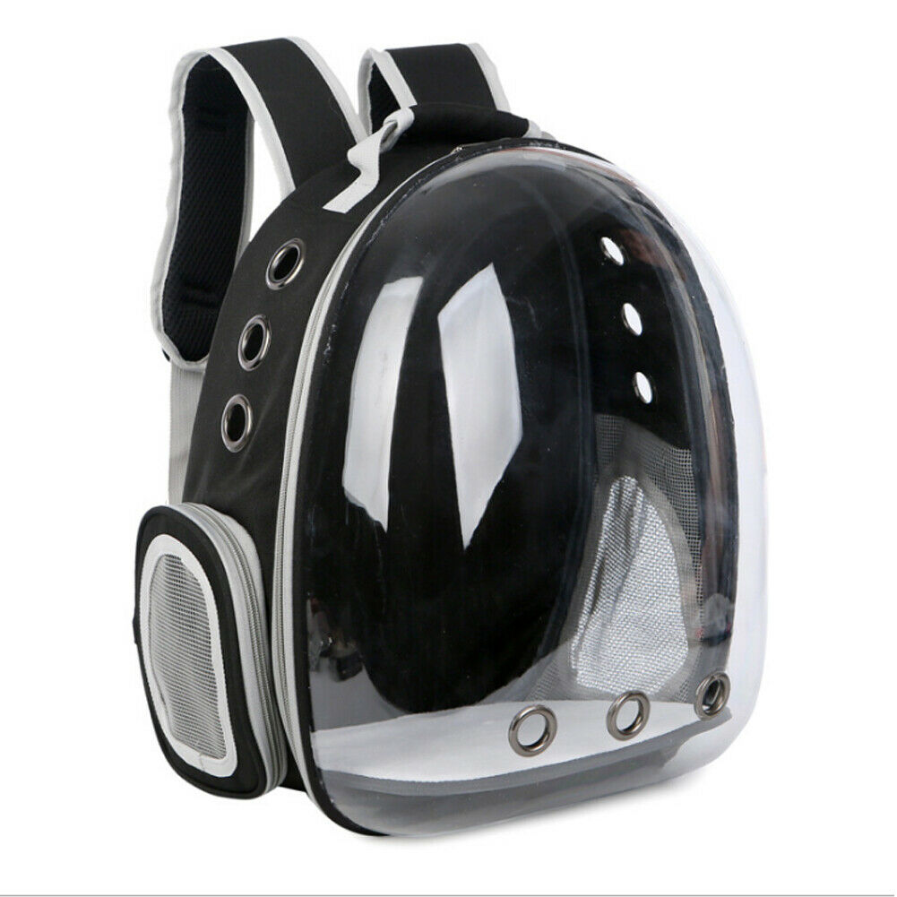 Portable Pet Cat Dog Window Astronaut Bag Travel Carrier Cat Backpack Space Capsule Breathable Bag Pet Carrier: Black