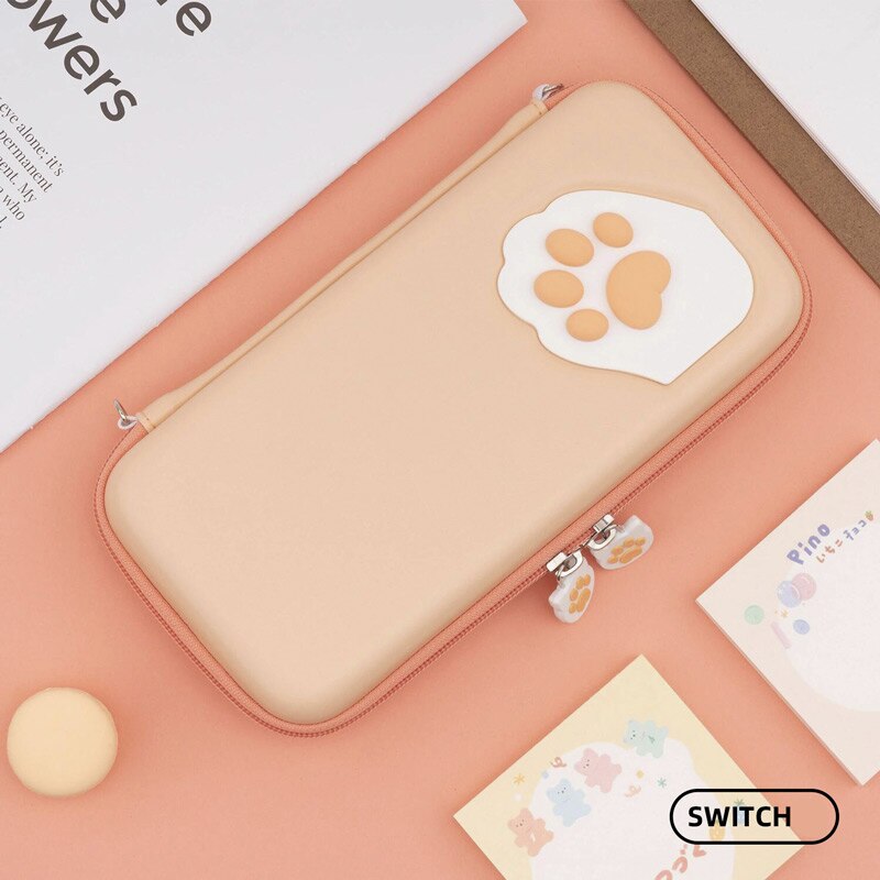 Coloré chat patte interrupteur sac de rangement Silicone couverture rigide coque étanche boîte NS Lite jeu étui pour Nintendo Switch accessoires: Orange Switch