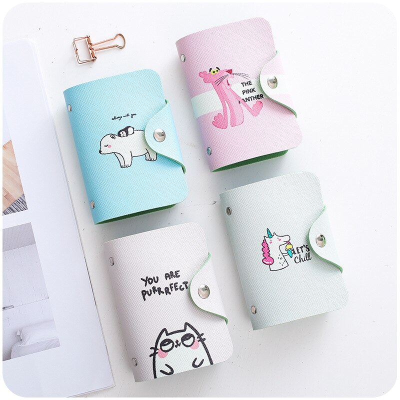 Leather Credit Card Holdert Protector Cute Cartoon ID Cards Card Case Studen Women Wallet Passport Business Card Holder