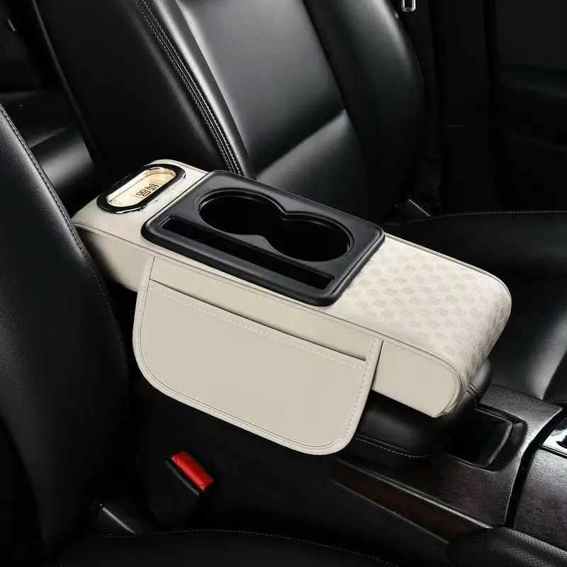 1pc PU Leder Auto Mittelarmlehne Kasten Kissen mit Doppel Lagerung Taschen, Universal- Höer Pad Auto Innen Zubehör