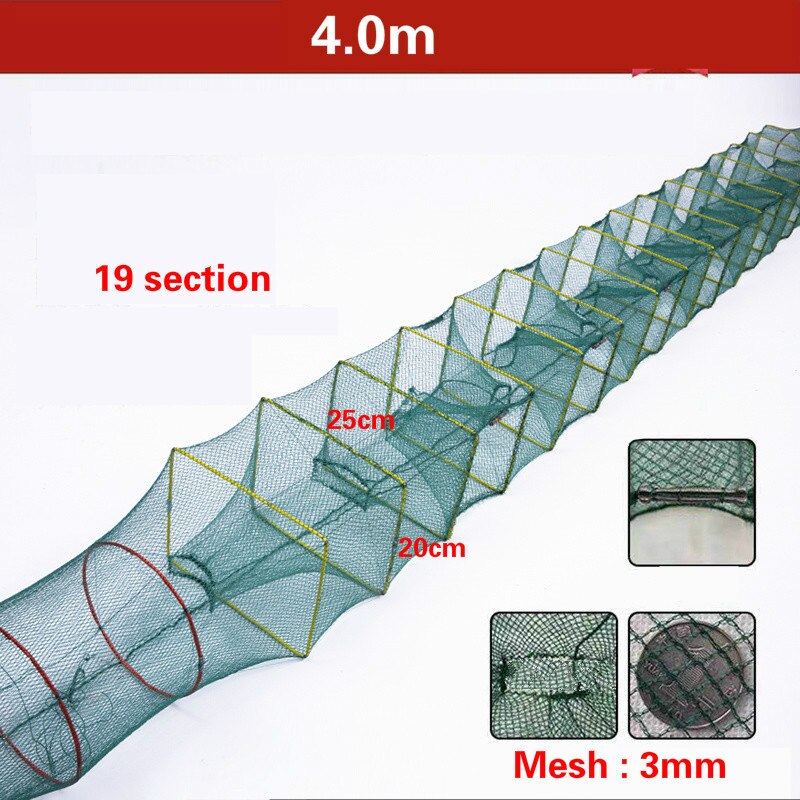 1.1m-20m Shrimp Cage Fishing Net Catcher Trap Foldable Crab Crayfish Lobster Fishing Net Cast Fishing Network Outdoor