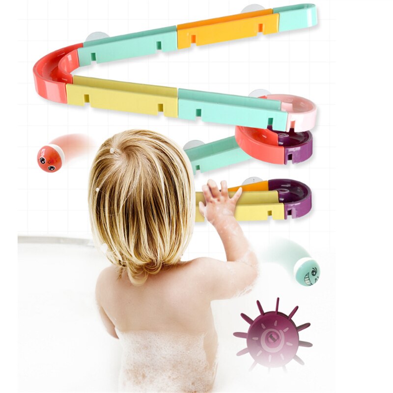 Diy baby bad legetøj væg sugekop marmor race baner badeværelse badekar børn legetøj spille vand spil legetøjssæt til børn