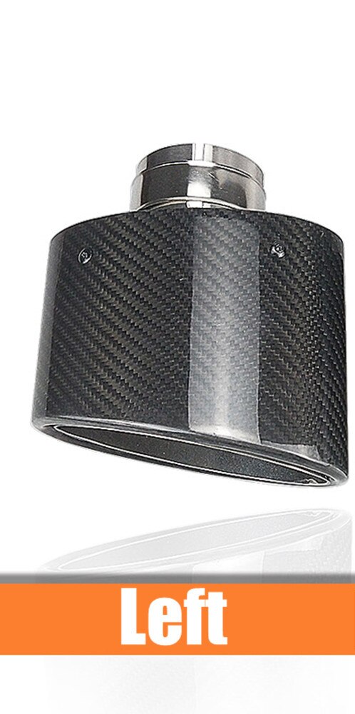Embout de silencieux d'échappement en Fiber de carbone, 1 pièce, brillant, ovale, incliné, chromé, 150mm x 90mm, inoxydable, style de voiture: L 54MM IN 150MM OUT