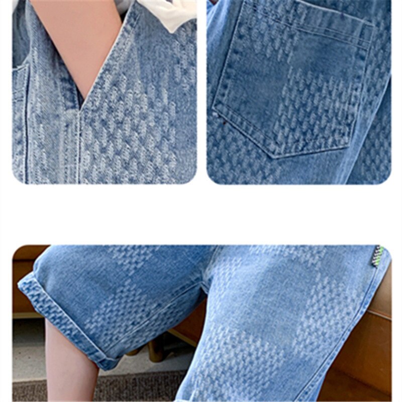 Denim kurze Hose für freundlicher Jungen 2022 Sommer lässig Baumwolle Einfarbig freundlicher Kurze Jean Knie Länge Hosen 5 zu 14 Jahre alt