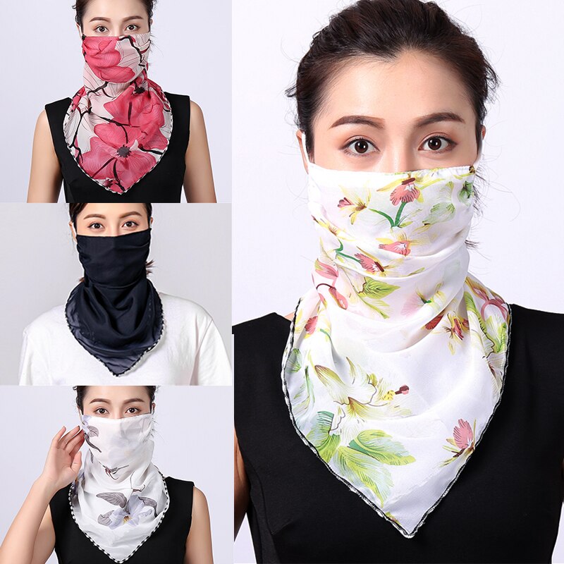 Women Choffin Face Mouth scarf Sun Protection Scarves Neck Cover Solid Hiking Riding Ring Wraps Desiner Print