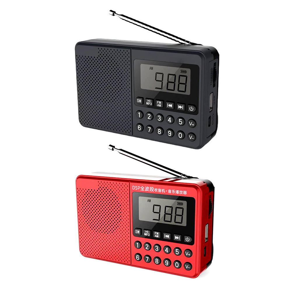 Rádio portátil fm/am/sw, antena dupla, banda completa, mp3, alto-falante, display digital led, 2.1 canais, suporte usb stick/cartão tf