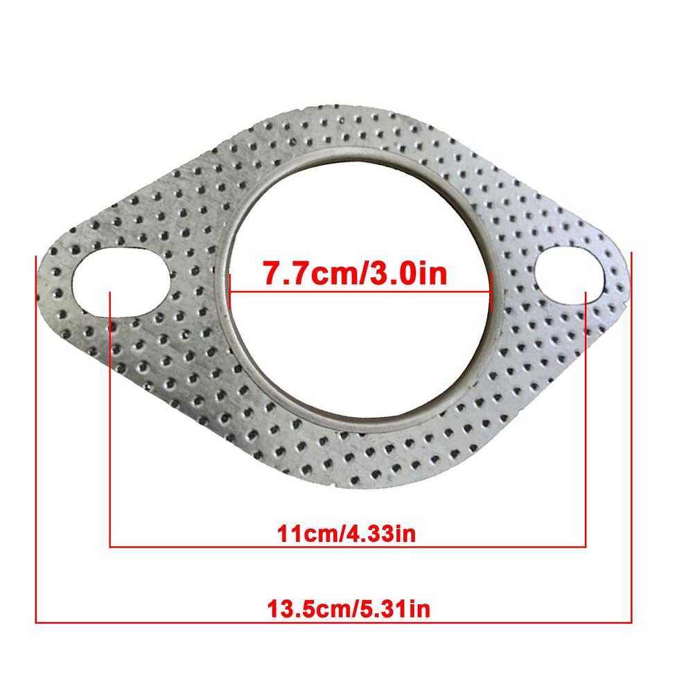 Exhaust Gasket - 10.8x6.3cm - Stainless Steel - High Temp Sealing Pad Replacement for Muffler: GRAY