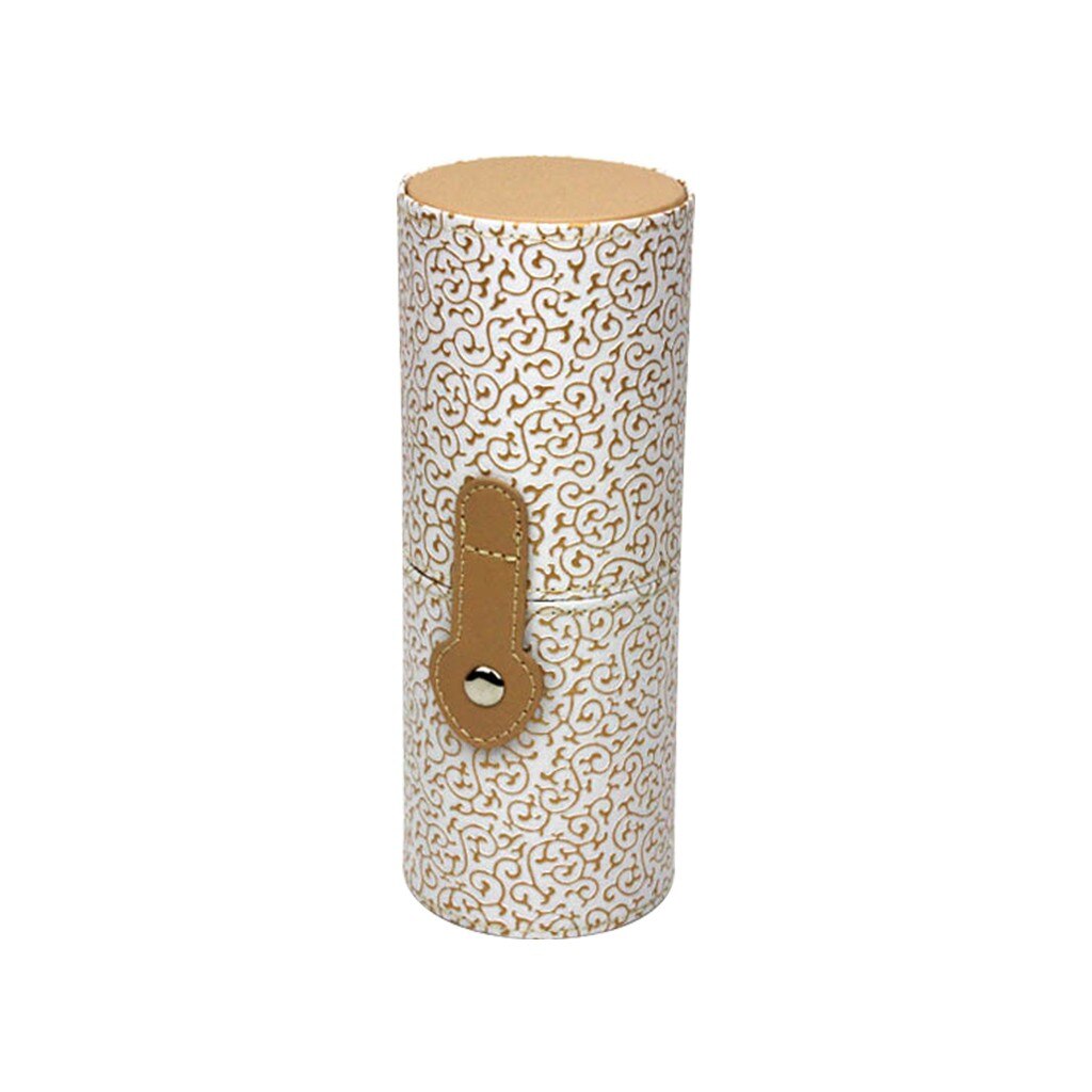 Portable Travel Makeup Brushes Round Pen Holder Cosmetic Case Pu Leather Cup Brush Holder Tube Storage Organizer #L20: B