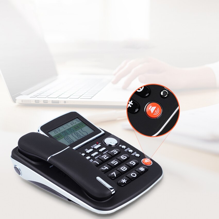 Thuis Vaste Telefoon Met Caller Id, Desktop Telefoon Vaste Voor Ouderen Met Backlit Grote Lcd-scherm, lederen Handset, Blacklist