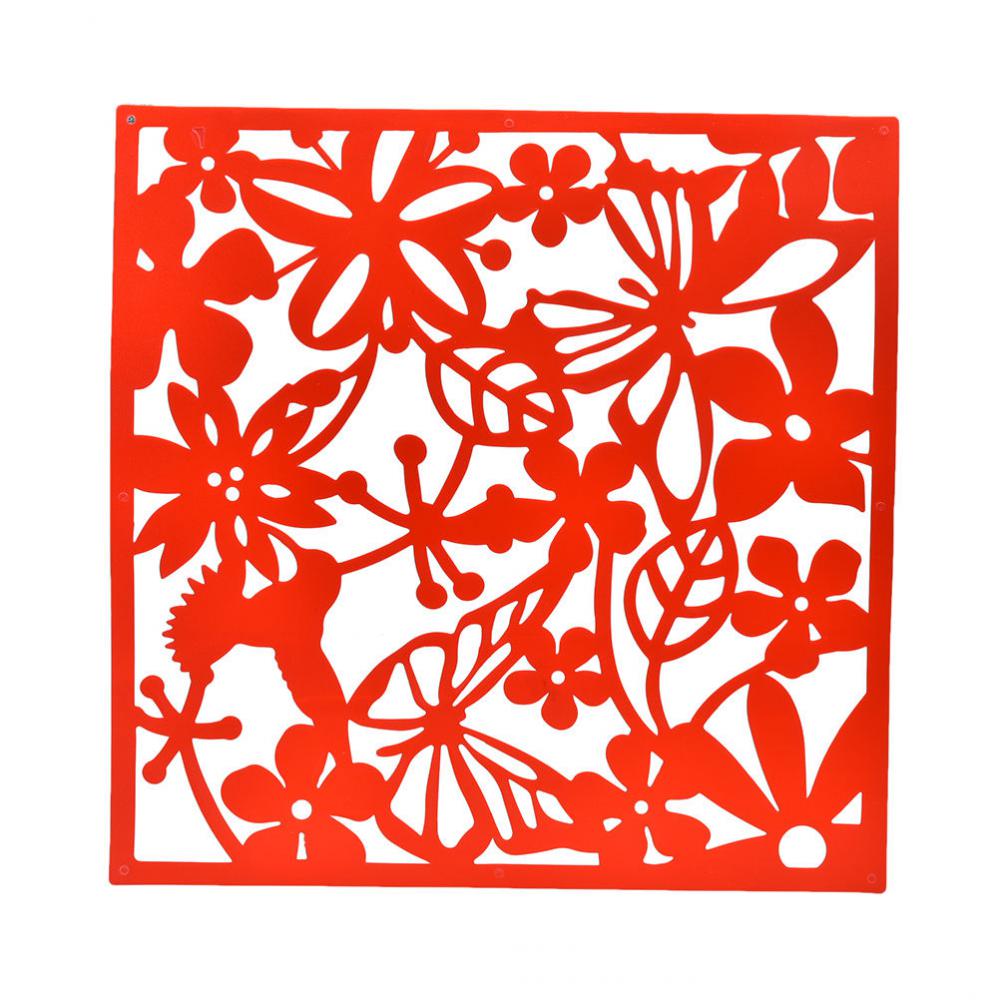 Set of 3Pcs Hollow Out Room Divider Home Privacy Screen/Separator/Partitionn: Red