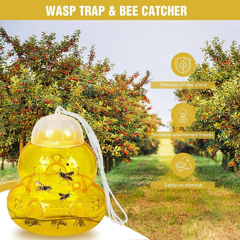 2 Pack Wasp Traps Outdoor,Reusable Carpenter Bee Traps For Outside, PP Bee Catcher Hornet Trap For Garden