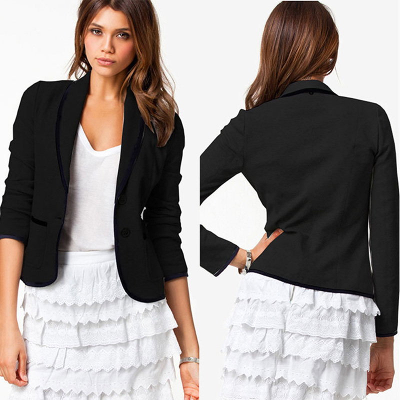 Dame blazer lange ærmer revers kort frakke jakke outwear aic 88