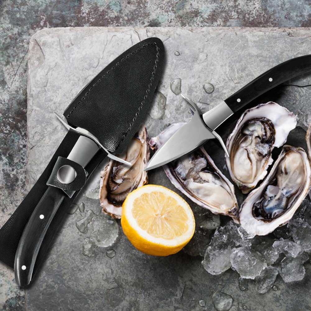 Oyster Shucking Mes Oyster Schulp Shell Mes Oyster Shucker Mes Houten Handvat Oyster Shucking Kit Mes Covers Opener Tool