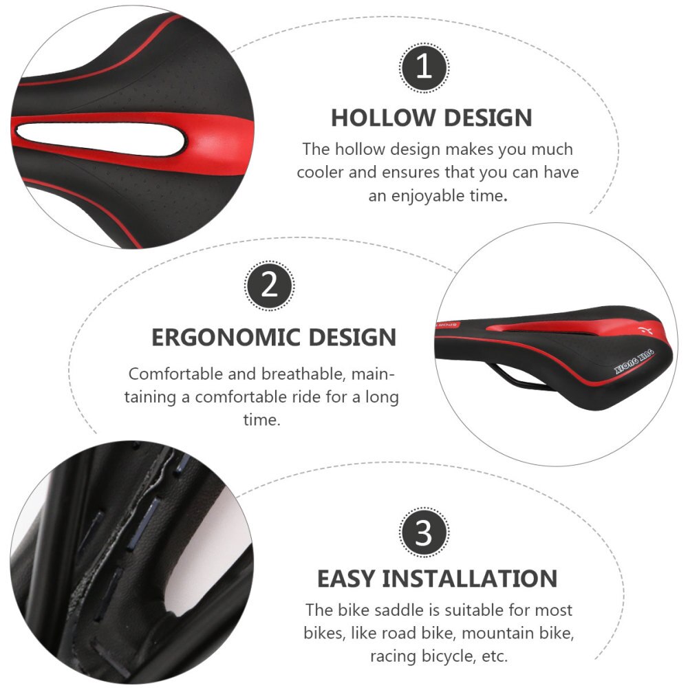 Zadel Mountainbike Zetel Professionele Road Mtb Comfort Fietsstoeltje Fietsen Zitkussen Pad (Zwart Rood)