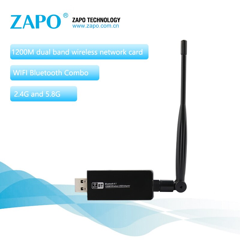 ZAPO Bluetooth 4,1 Wireless AC 1200 Mbps 5 GHz WiFi USB 3.0 LAN Adapter High Gain Antenne Netzwerk Karte Für Windows linux Systeme