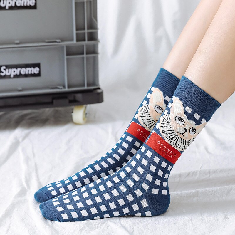 Colorful Pattern Cotton Mens Women Socks Middle Tube Funny Casual Crew Socks Girls Cute Harajuku Ankle For Ladies Socks